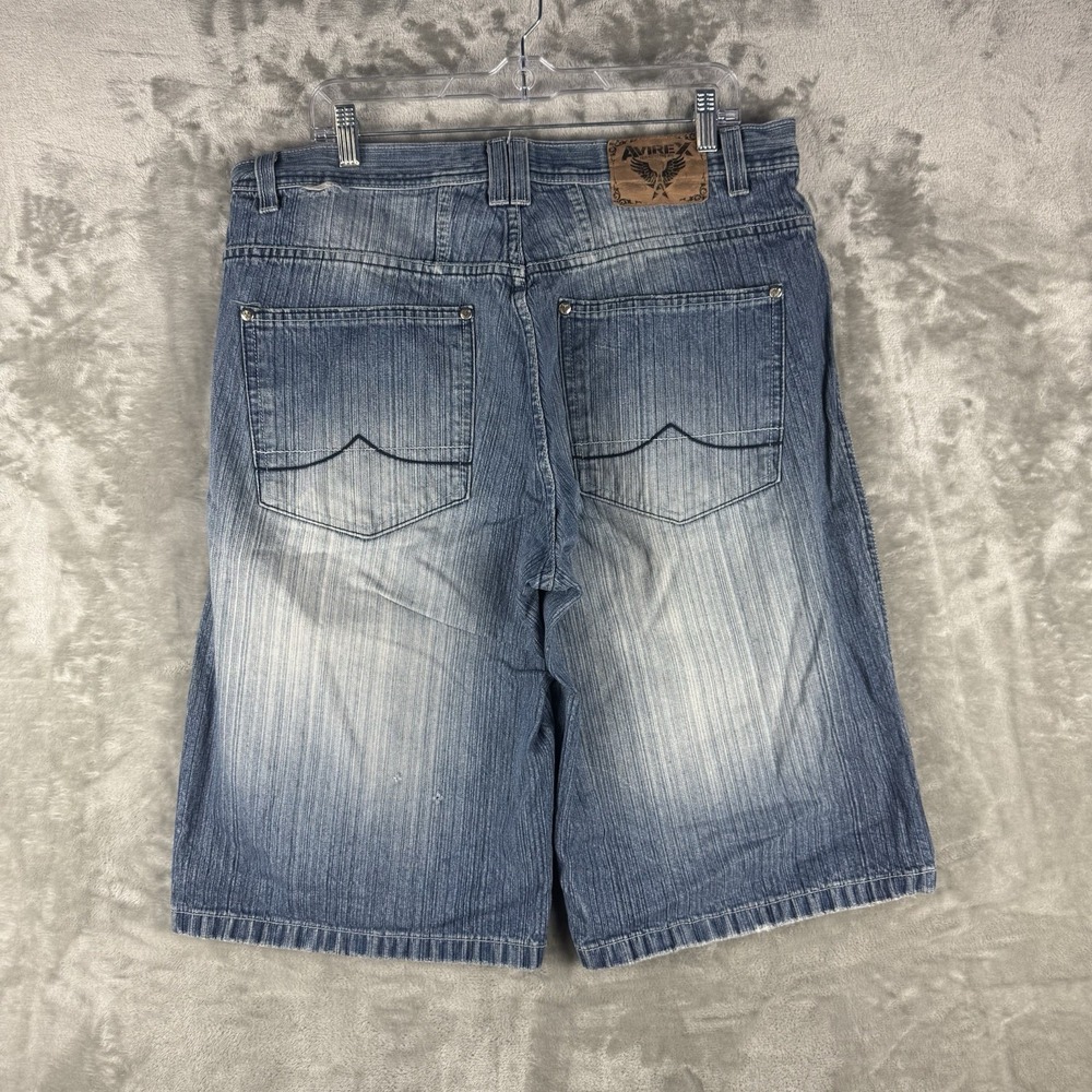 Vintage Y2K Avirex Denim Jean Shorts Size 36 Baggy Jorts Hip Hop Grunge Skater